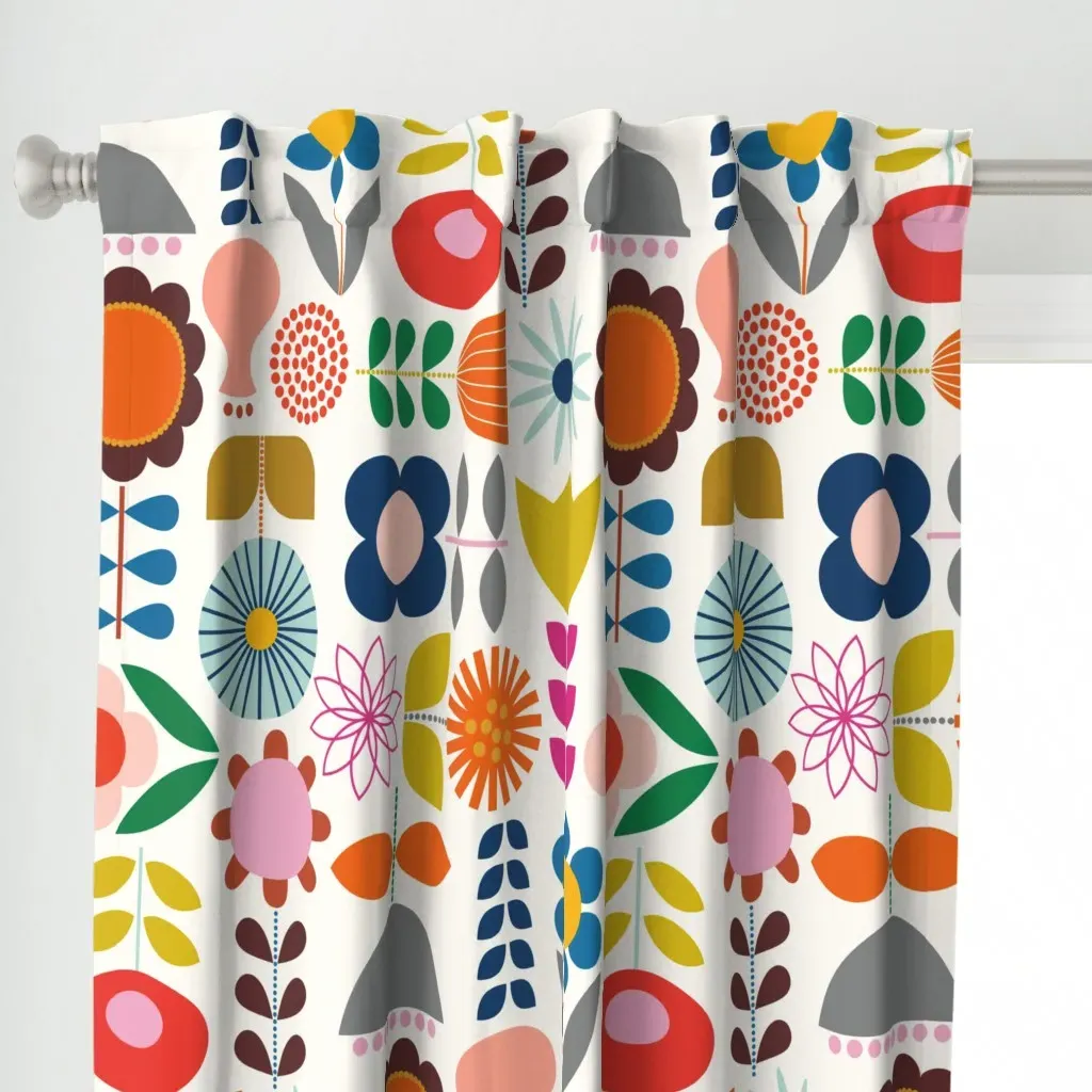 Mod Scandinavian Garden Curtain Panel - Orange alternate view