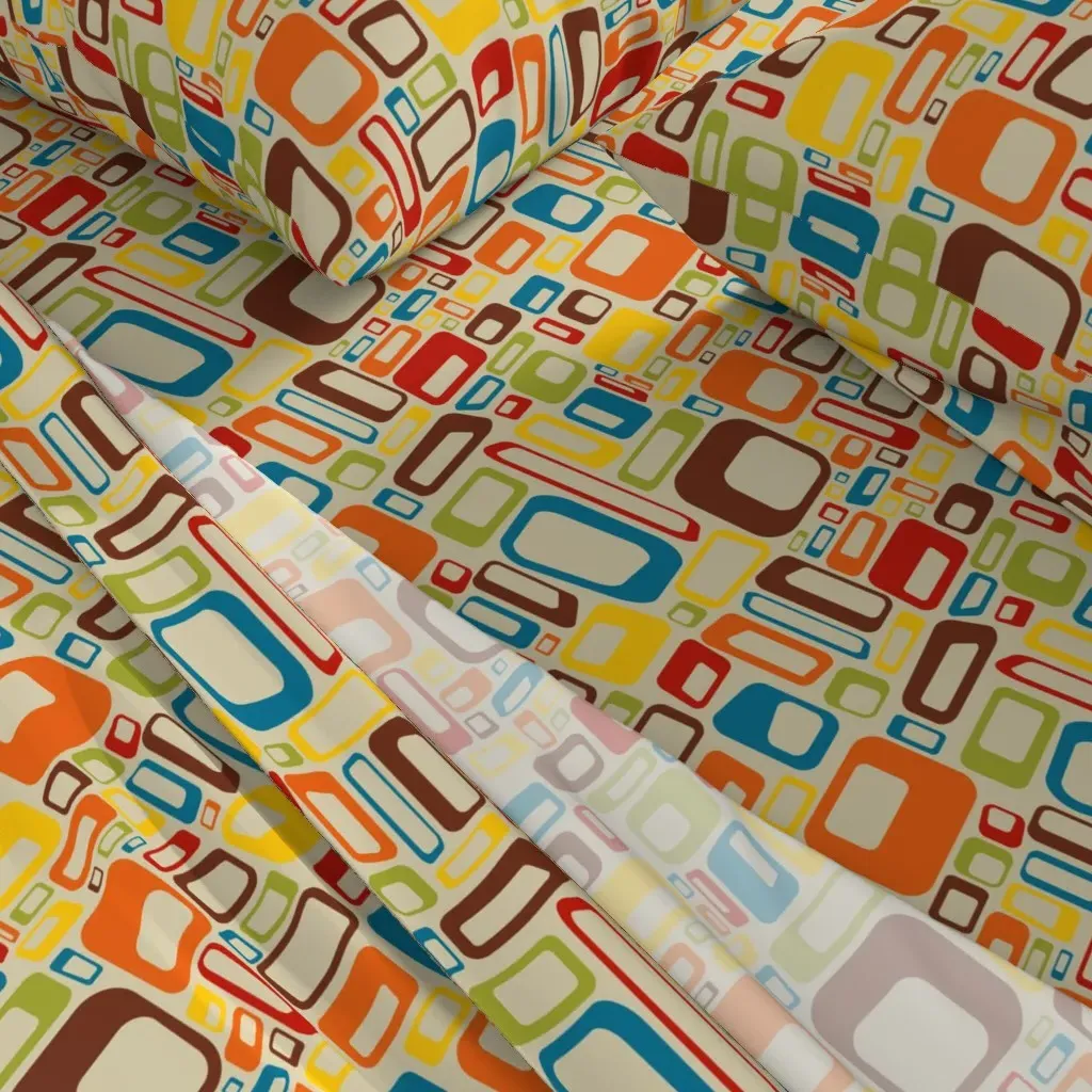 Mod Squares 70S Twin XL Sheet Set - Beige alternate view