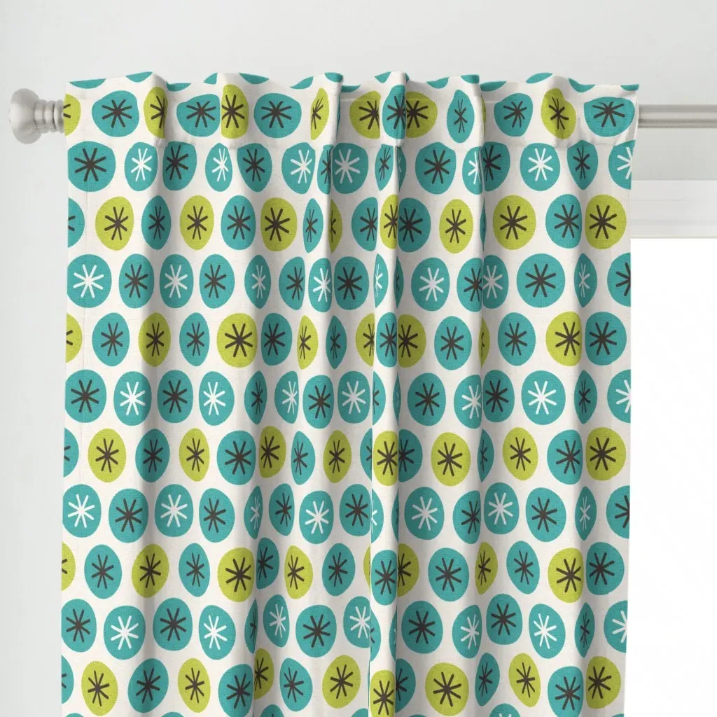 Mod Starry Circles Curtain Panel - Teal alternate view