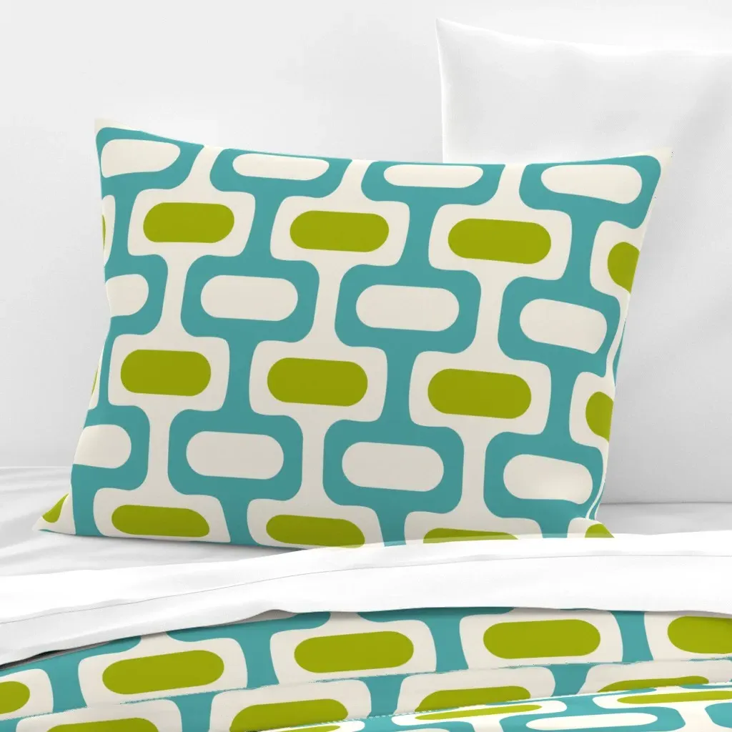Mod Waves Delossantos Forte Standard Knife Edge Pillow - Teal, Cotton Sateen product