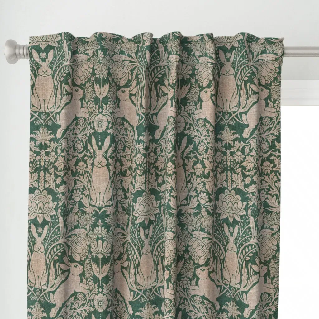 Modern Damask Year Of The Curtain Panel - Teal alternate view