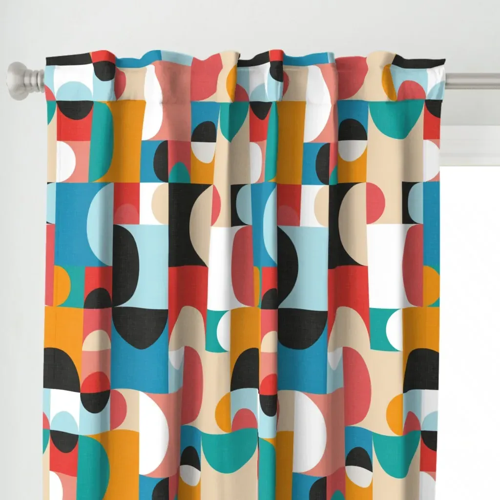 Modern Shapes Summer Curtain Panel - Orange alternate view