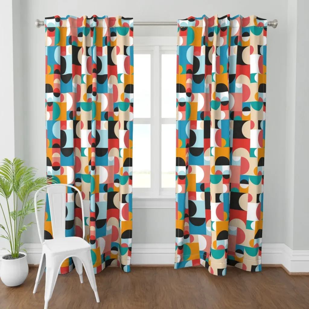 Modern Shapes Summer Curtain Panel - Orange product