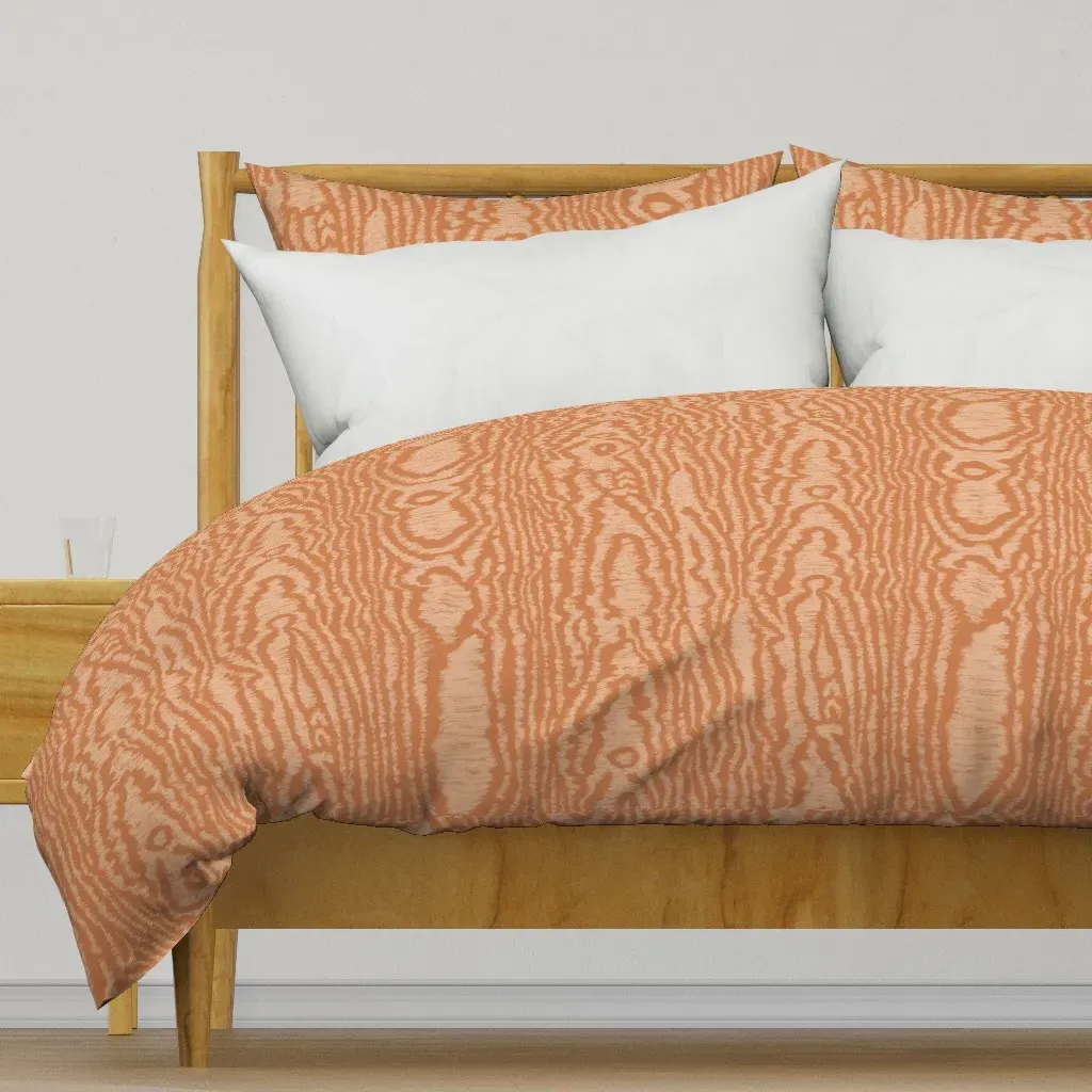 Moire Wood Grain Texture Duvet Cover - Tan product