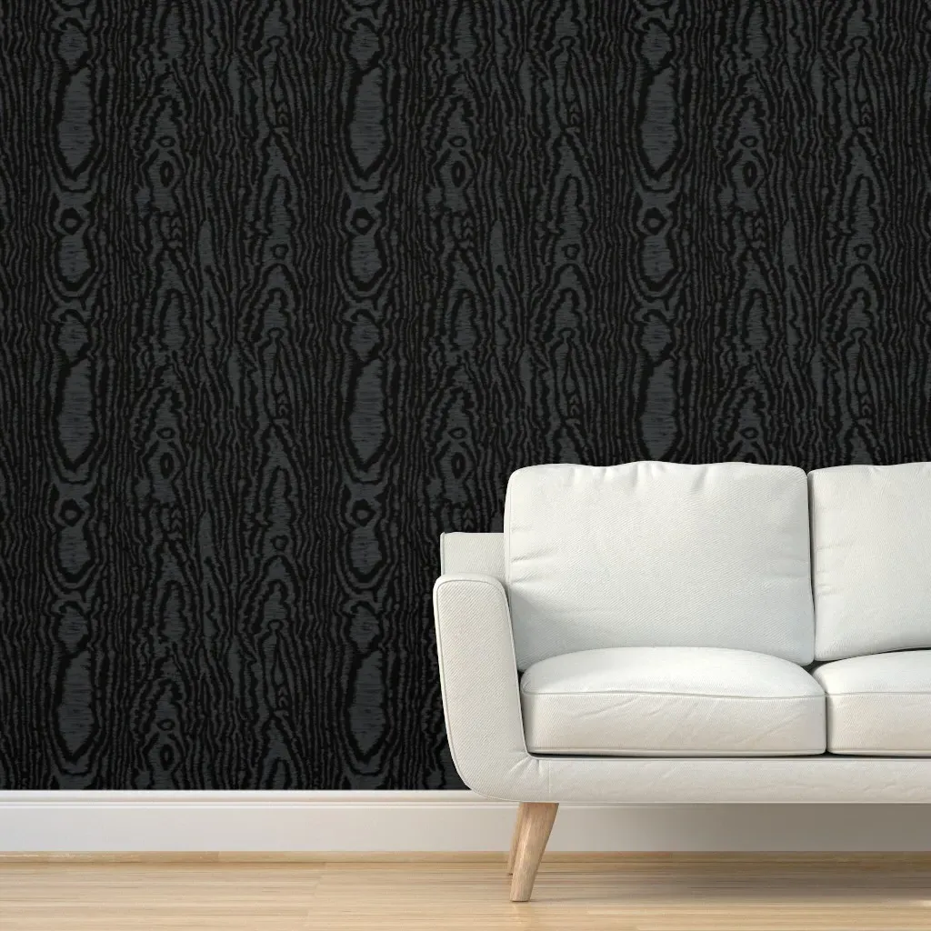 Moire Wood Grain Texture Peel and Stick Wallpaper - Dark Gray product