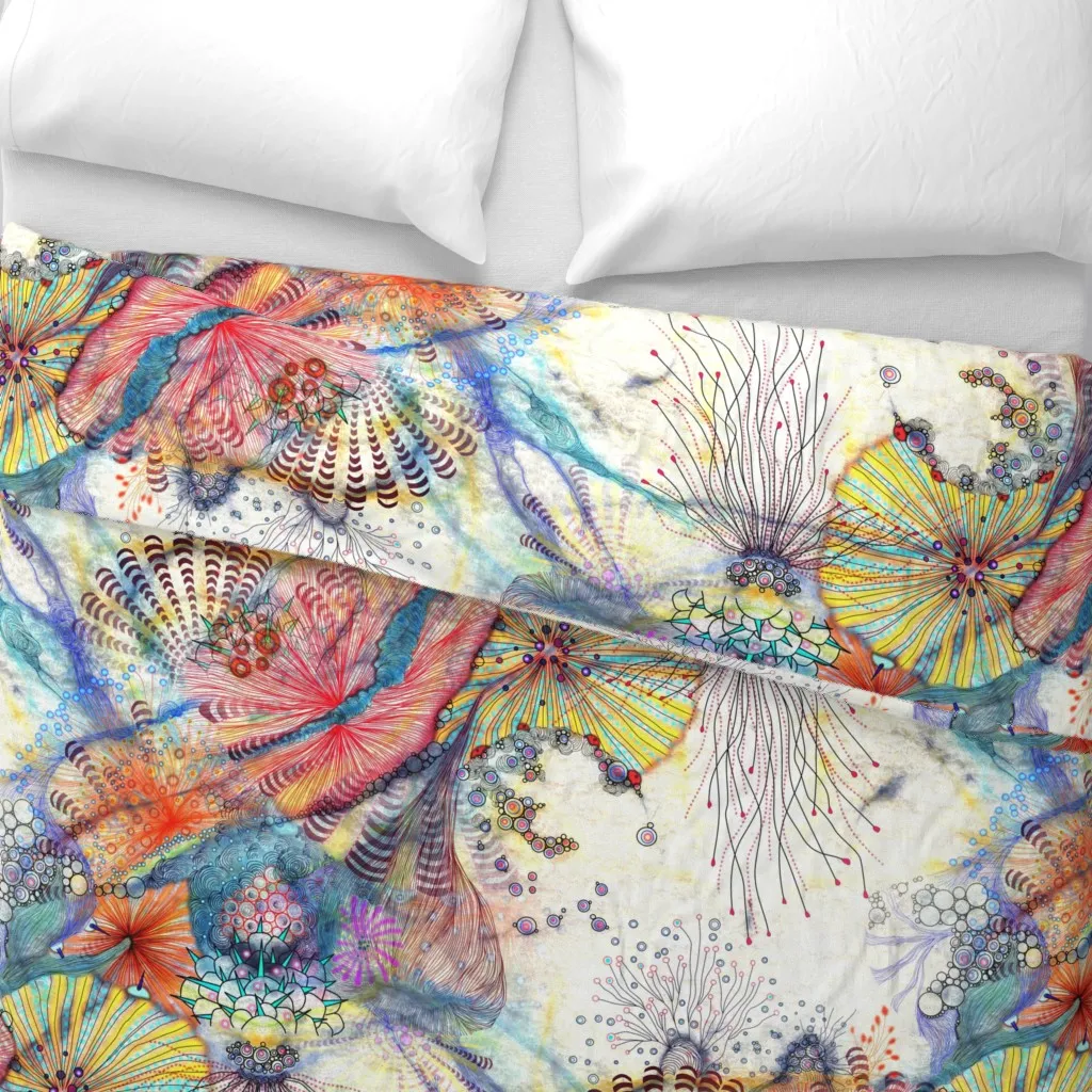Molecular Divergence In Sea Duvet Cover - Orange alternate view