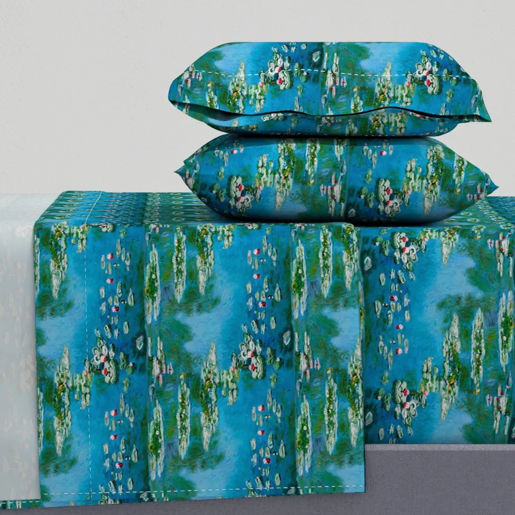 Monet Water Lilies King Size Sheet Set - Teal product
