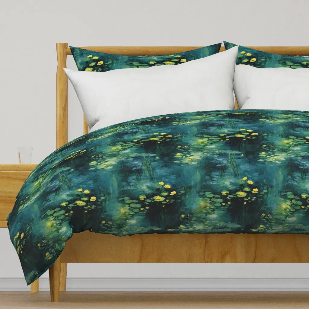 Monet Yellow Waterlilies Duvet Cover - Teal product