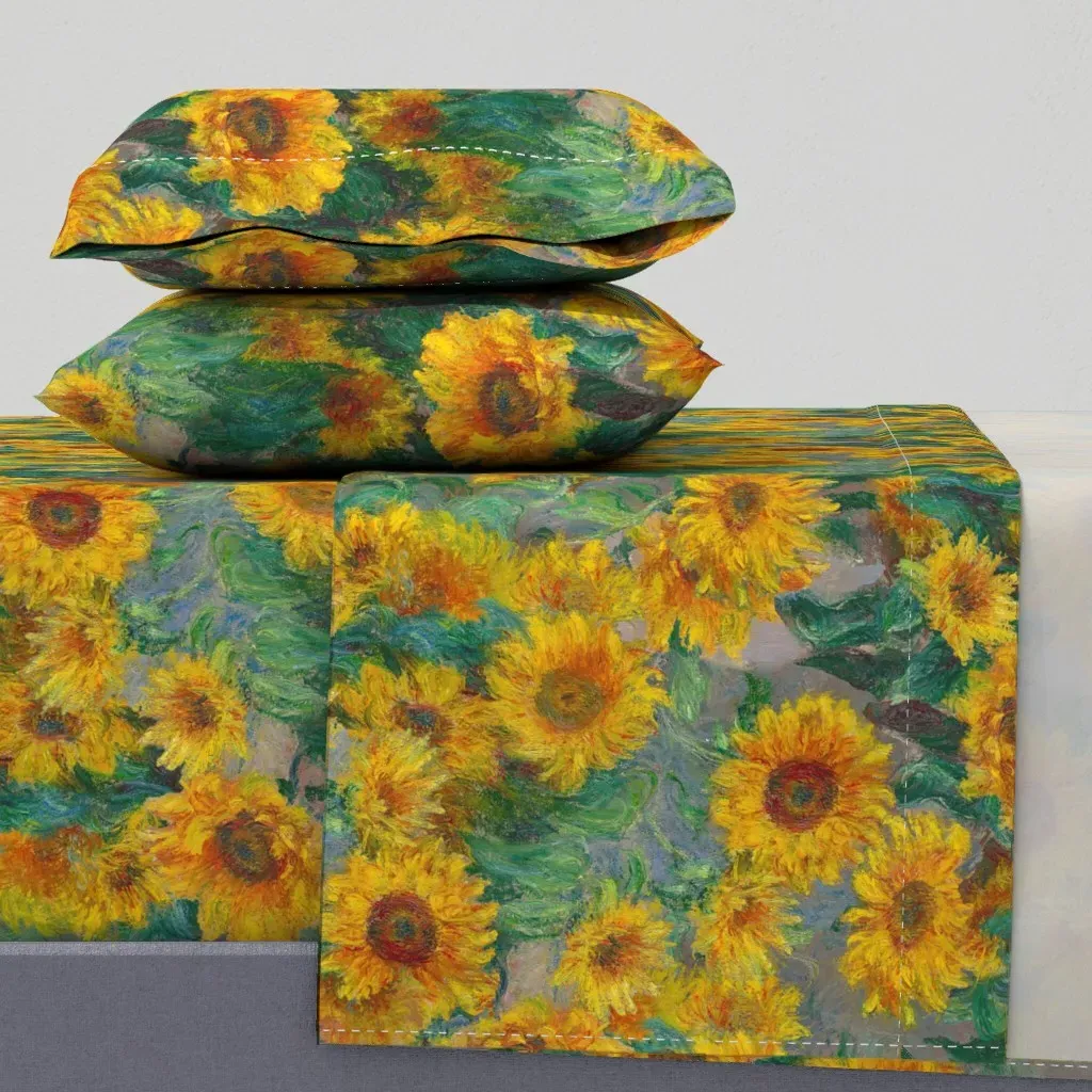Monet's Sunflowers Jumbo Full Sheet Set - Yellow product