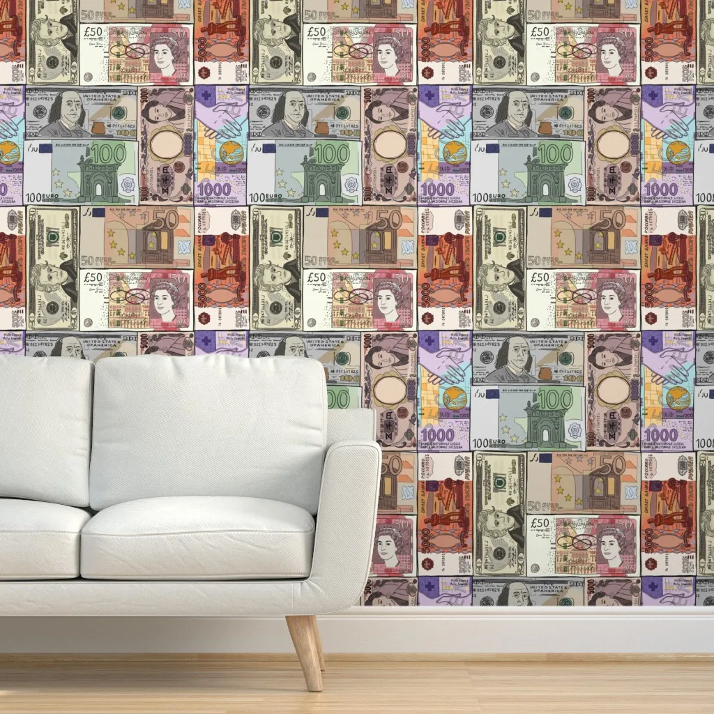 Money Banknotes Peel and Stick Wallpaper - Beige product
