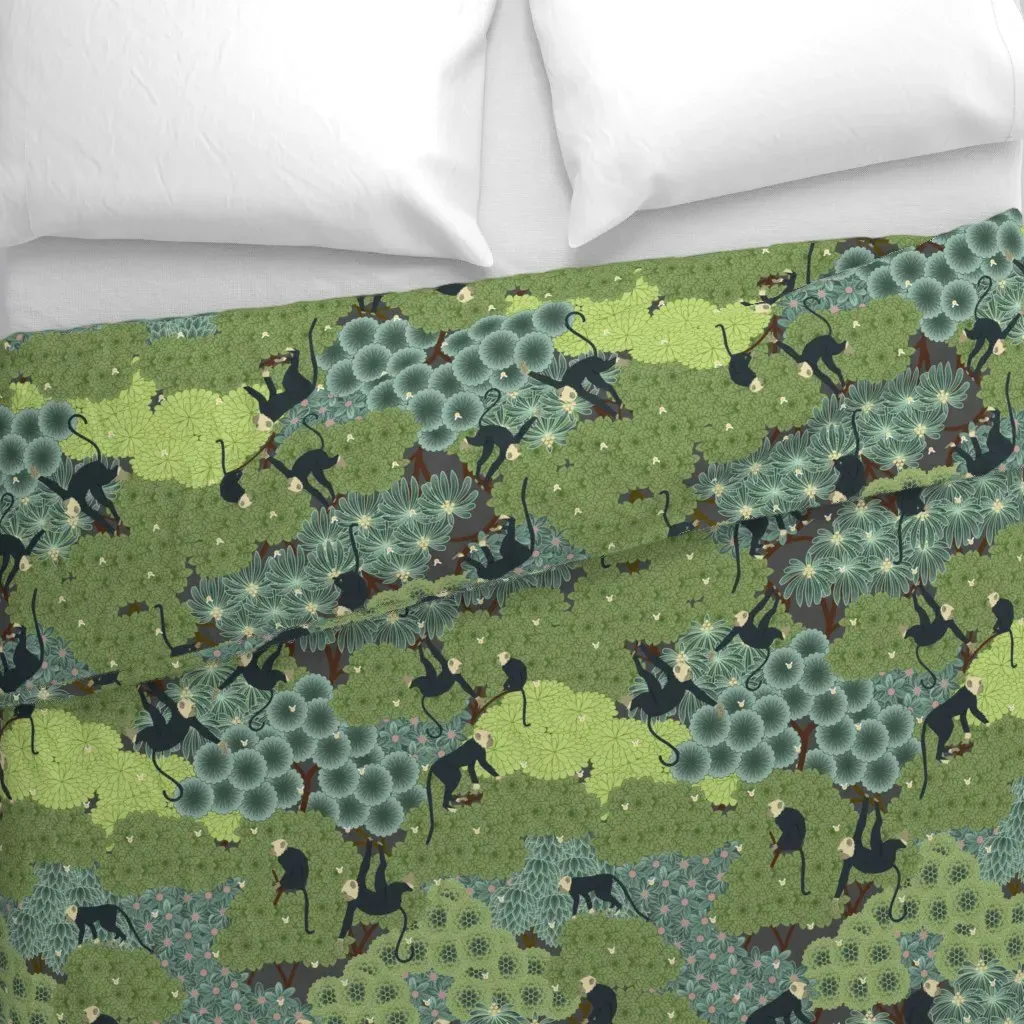 Monkey Grove Duvet Cover - Green alternate view