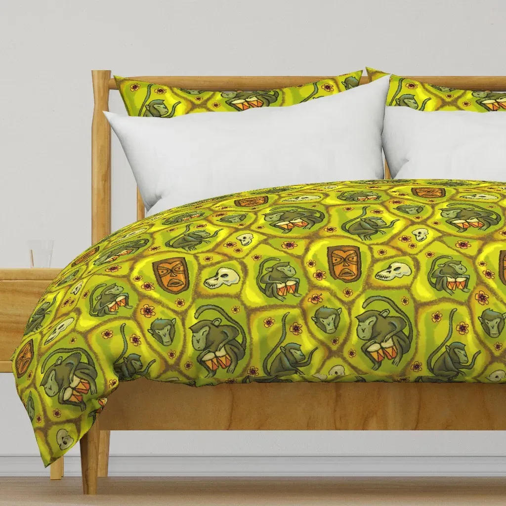 Monkey Music Duvet Cover - Yellow-Green product