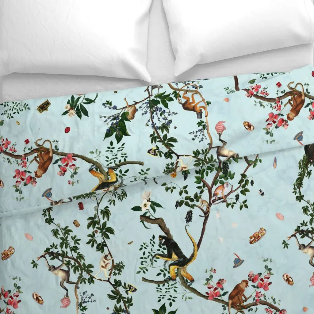 Monkey World Bubbleblue Duvet Cover - Light Blue alternate view