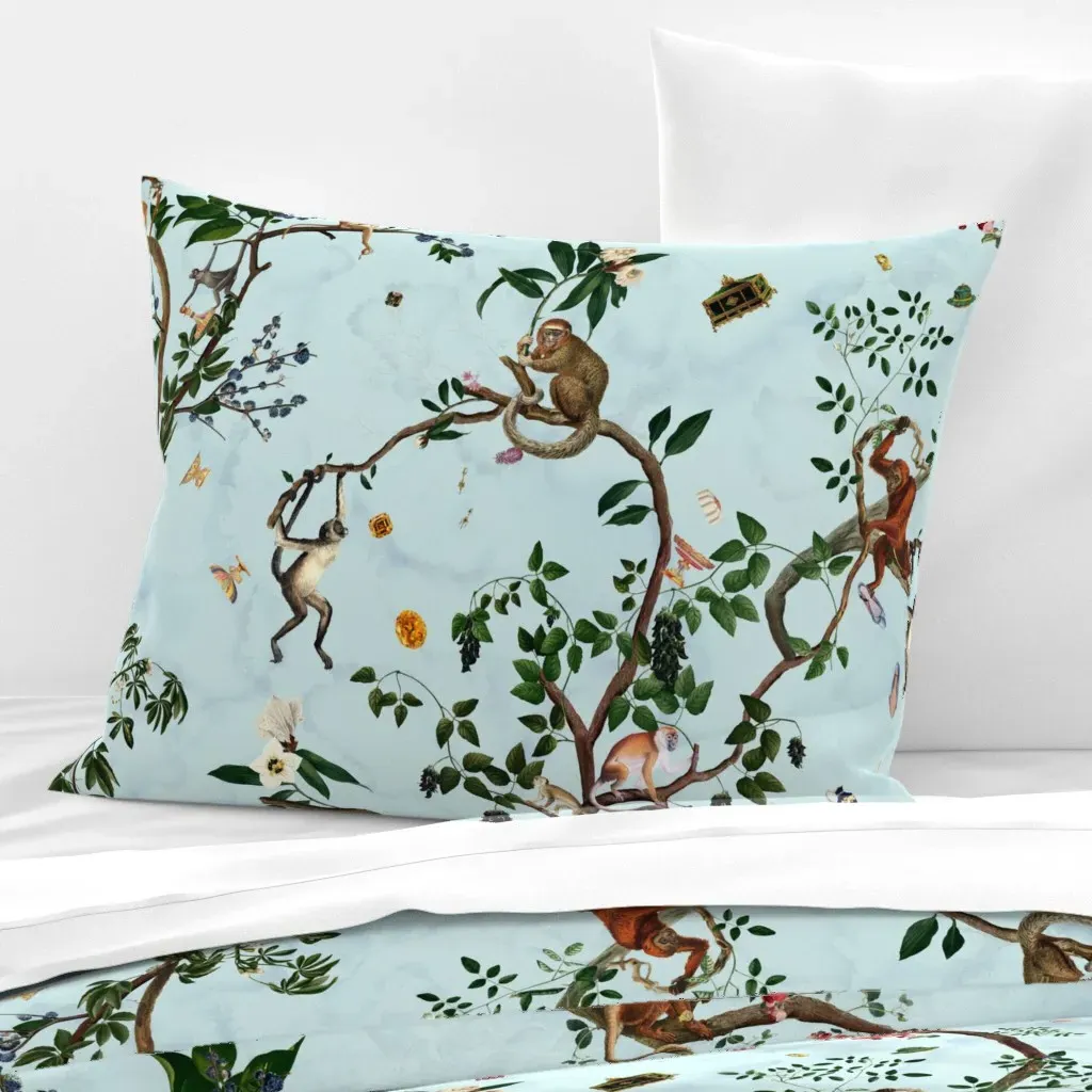 Monkey World Bubbleblue Standard Knife Edge Cushion Cover - Light Blue, Cotton Sateen product
