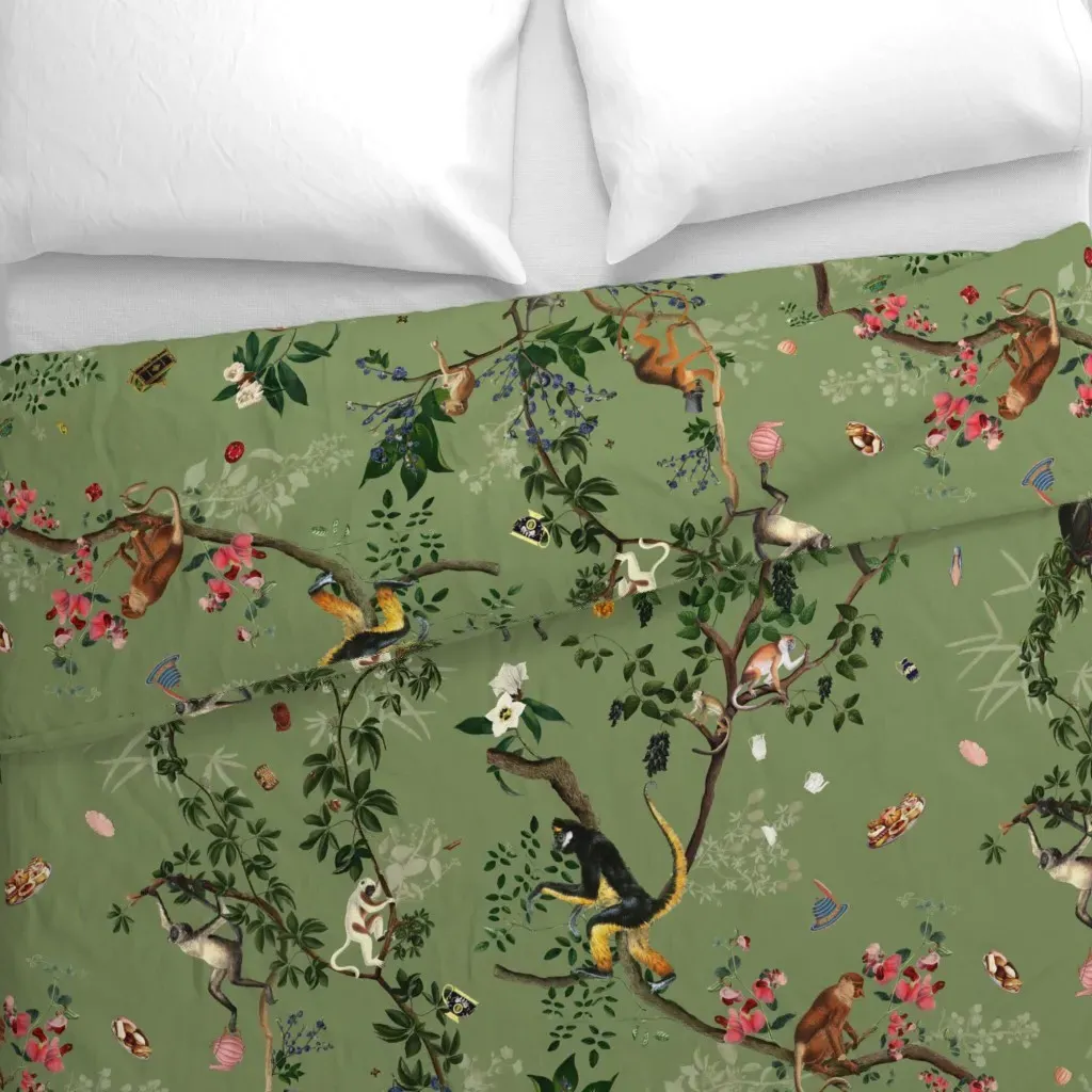 Monkey World Chloe Duvet Cover - Sage Green alternate view