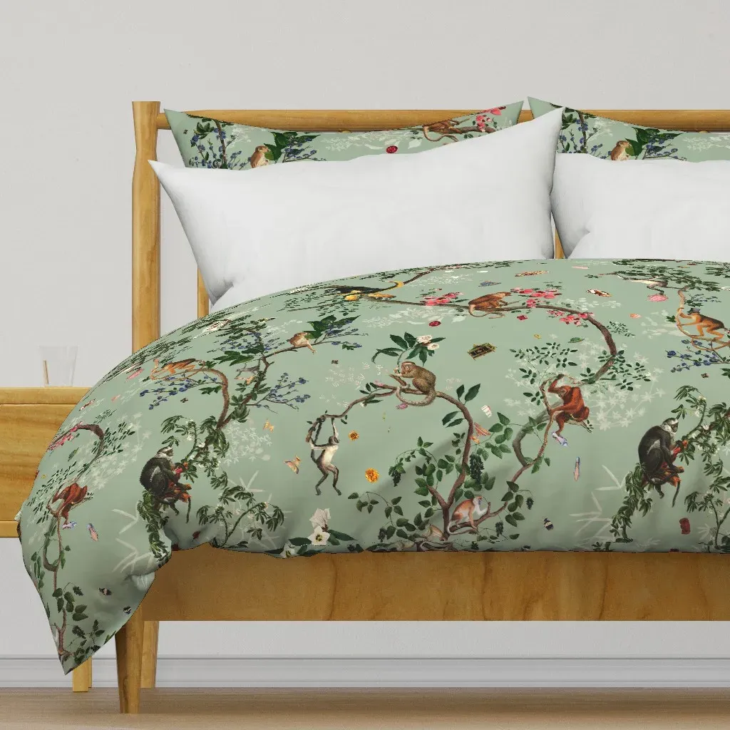 Monkey World Duvet Cover - Sage Green product