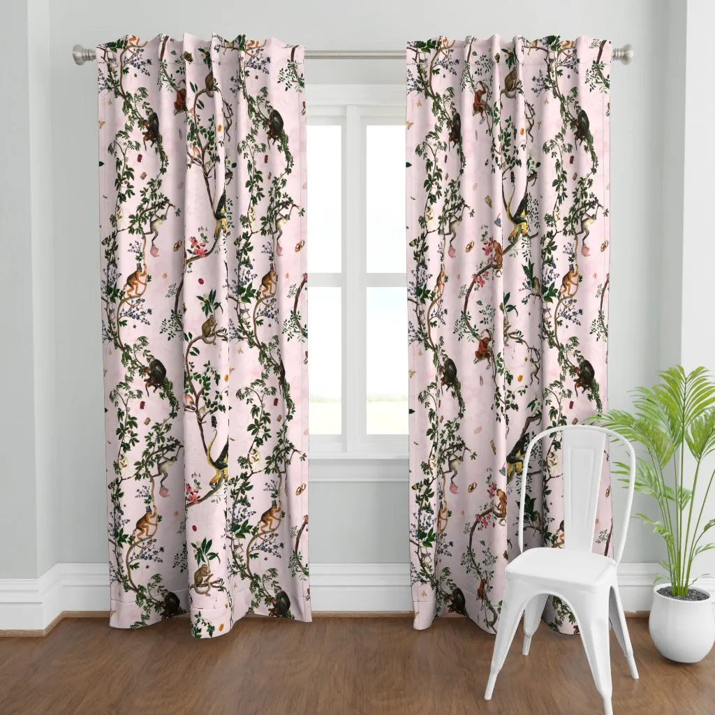 Monkey World Natasha Curtain Panel - Pink product