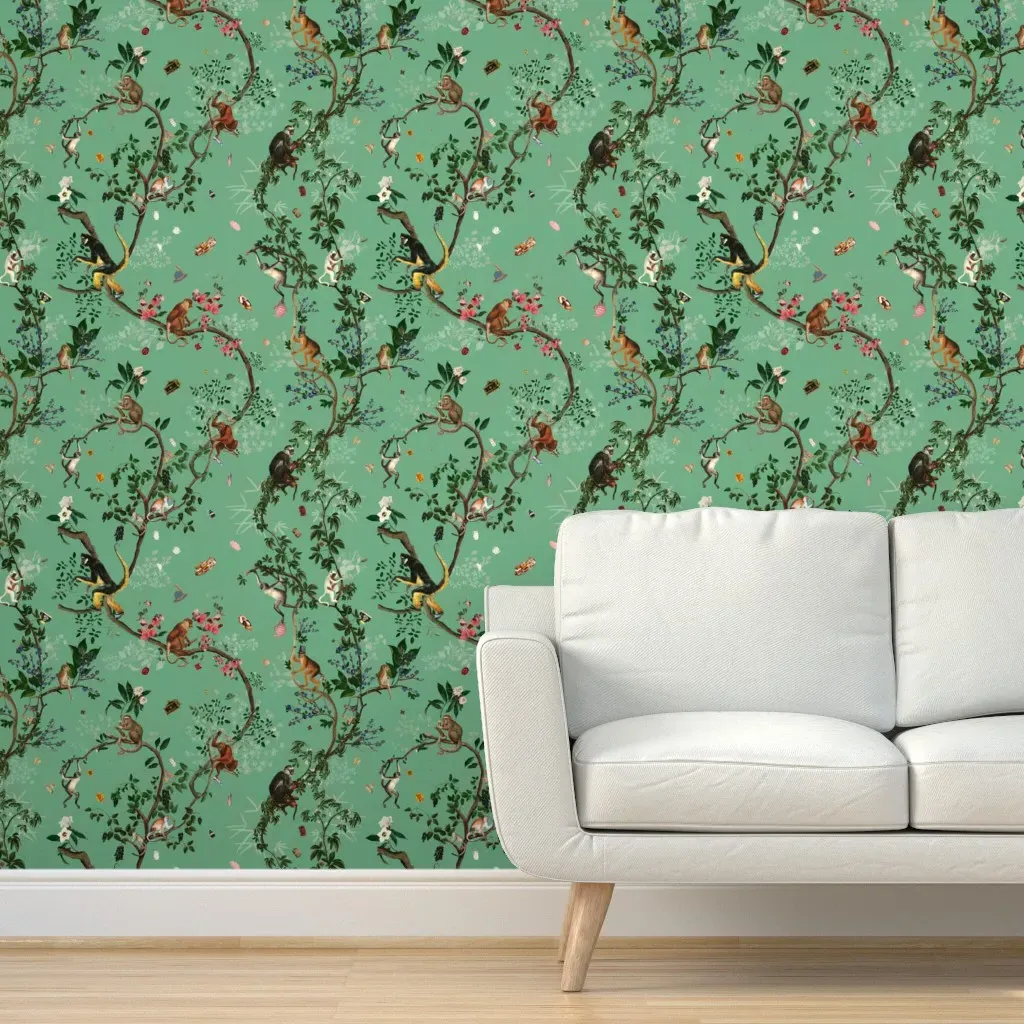 Monkey World Peel and Stick Wallpaper - Green product