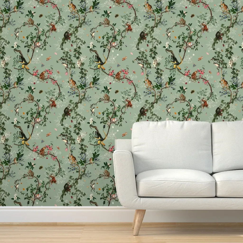 Monkey World Peel and Stick Wallpaper - Sage product