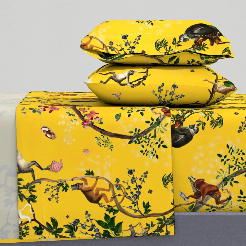 Monkey World Queen Sheet Set - Yellow product