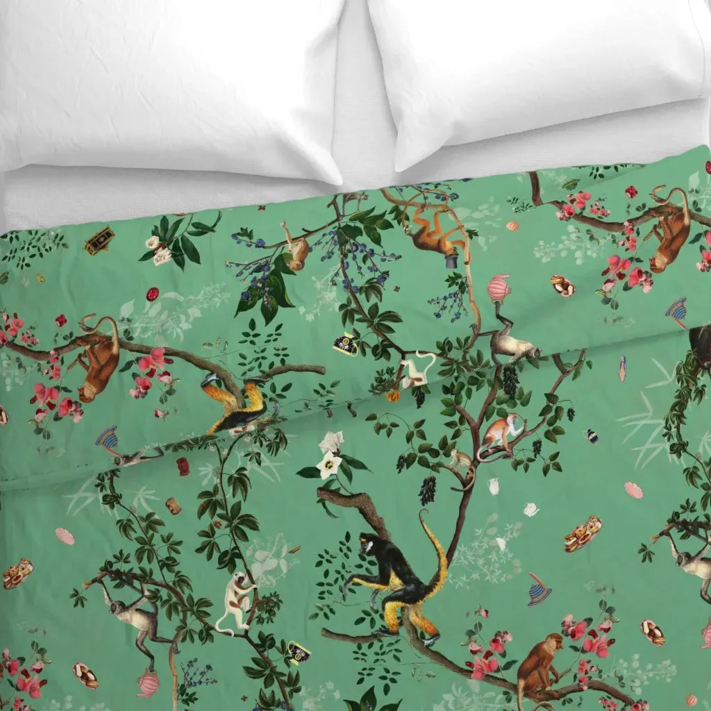 Monkey World Reportable Duvet Cover - Green alternate view