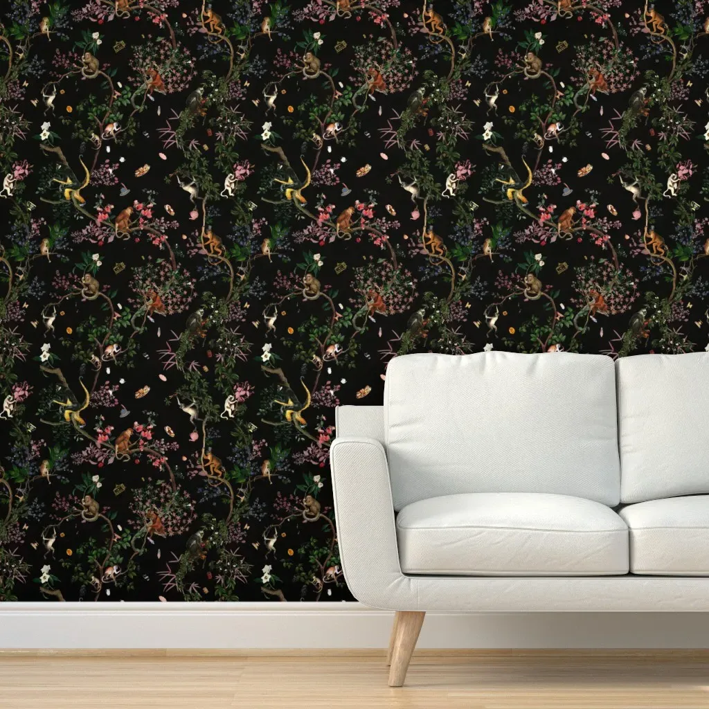 Monkey World Sarah Peel and Stick Wallpaper - Black product