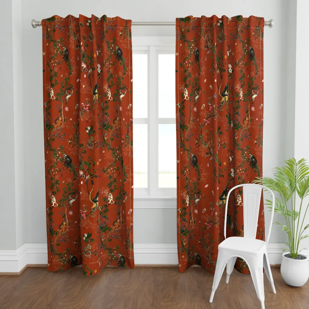 Monkey World Sienna Curtain Panel - Burnt Orange product