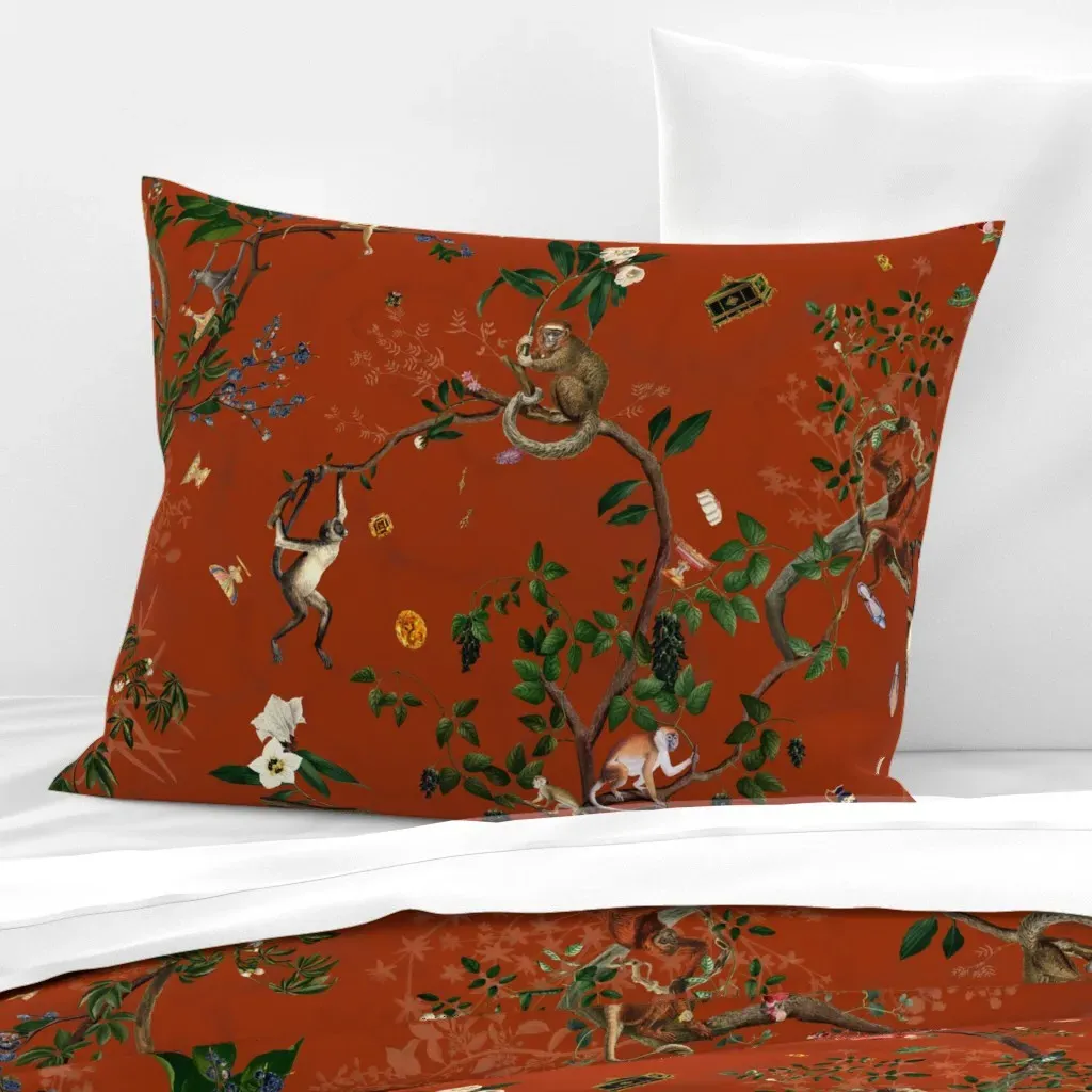 Monkey World Sienna Standard Knife Edge Cushion - Burnt Orange, Cotton Sateen product