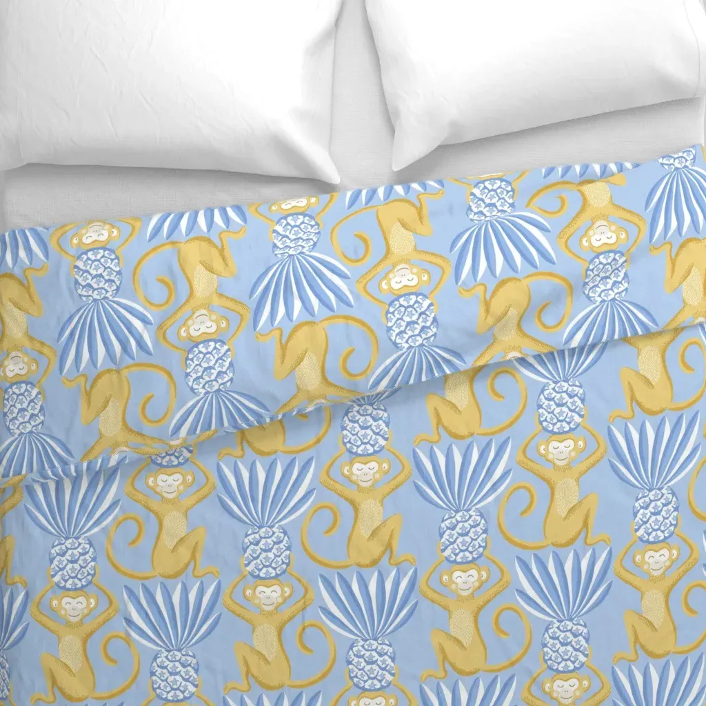 Monkeys And Pineapples Duvet Cover - Mustard Yellow alternate view