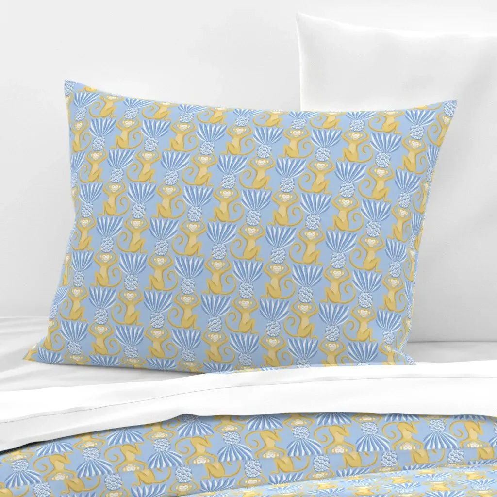 Monkeys And Pineapples Standard Cushion Cover - Yellow, Cotton Sateen product