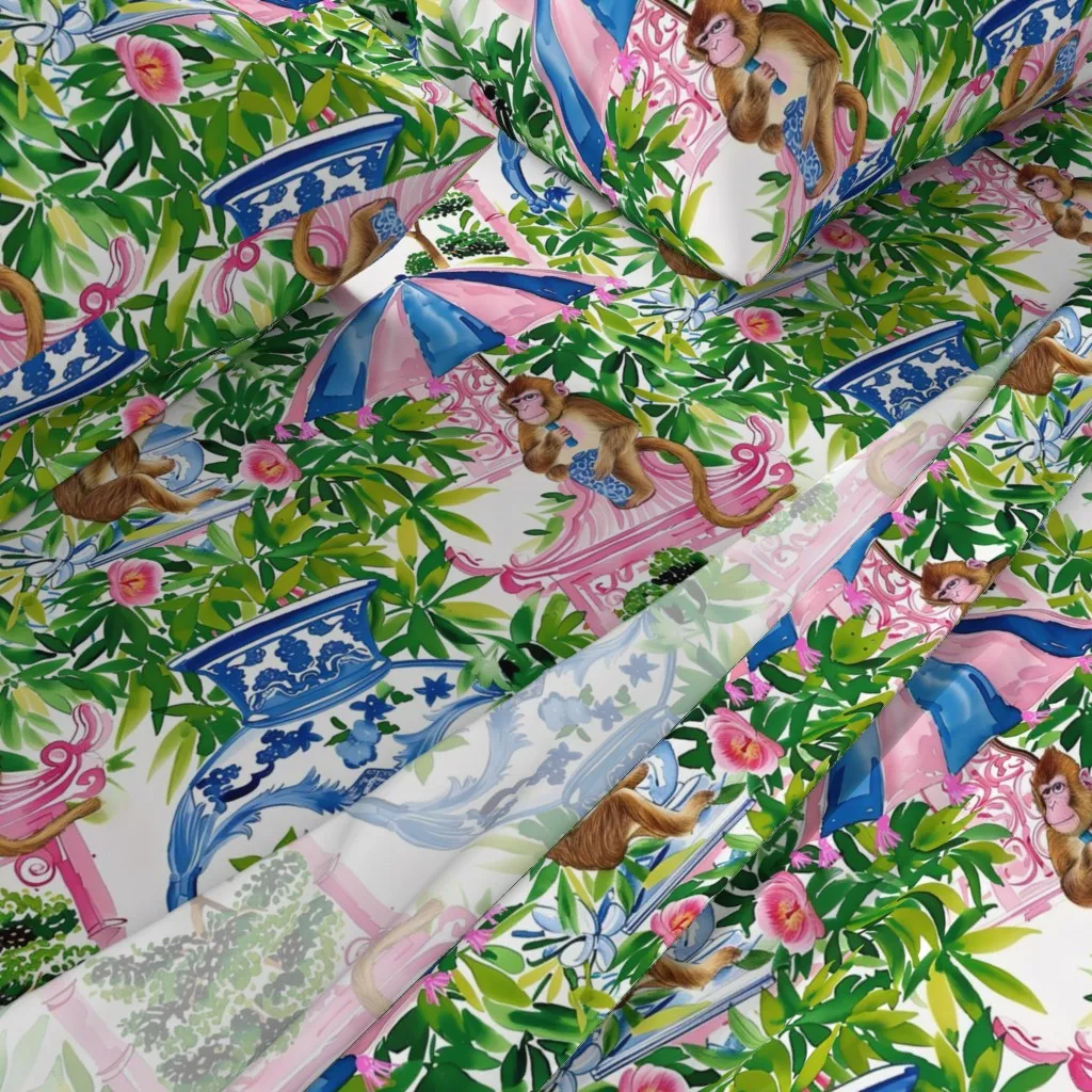 Monkeys In Chinoiserie Garden King Size Sheet Set - Pink alternate view