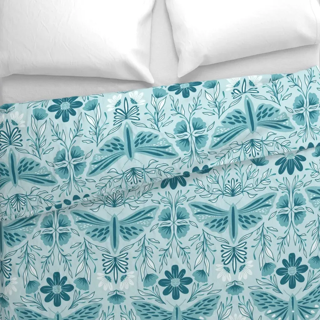 Mono Moth Sea Glass Duvet Cover - Teal alternate view