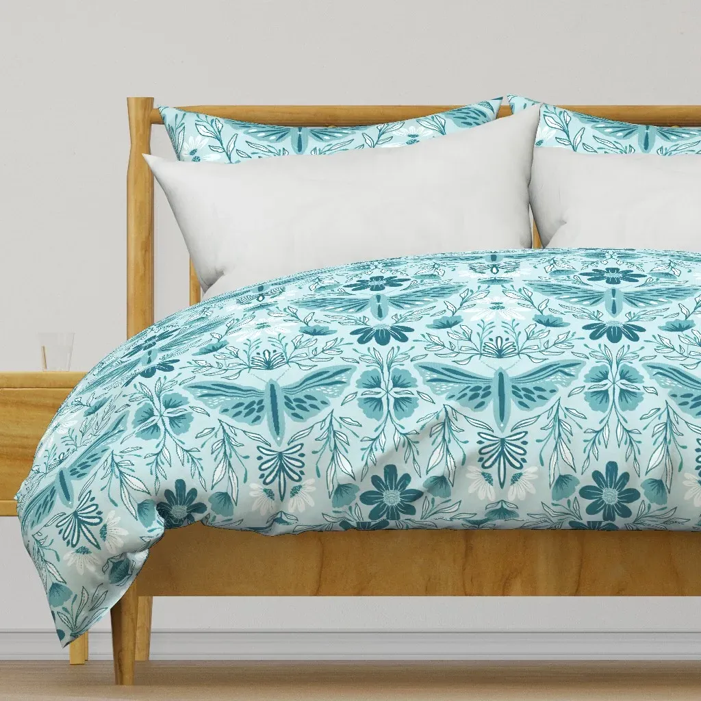 Mono Moth Sea Glass Duvet Cover - Teal product