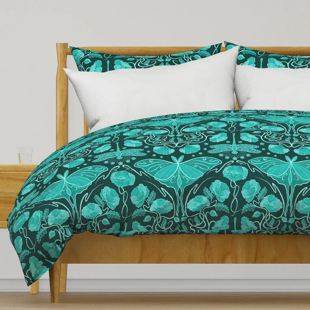 Monochromatic Art Nouveau Duvet Cover - Teal product