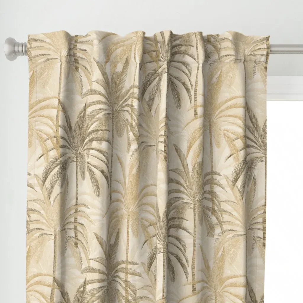 Monochromatic Palm Trees Curtain Panel - Beige alternate view