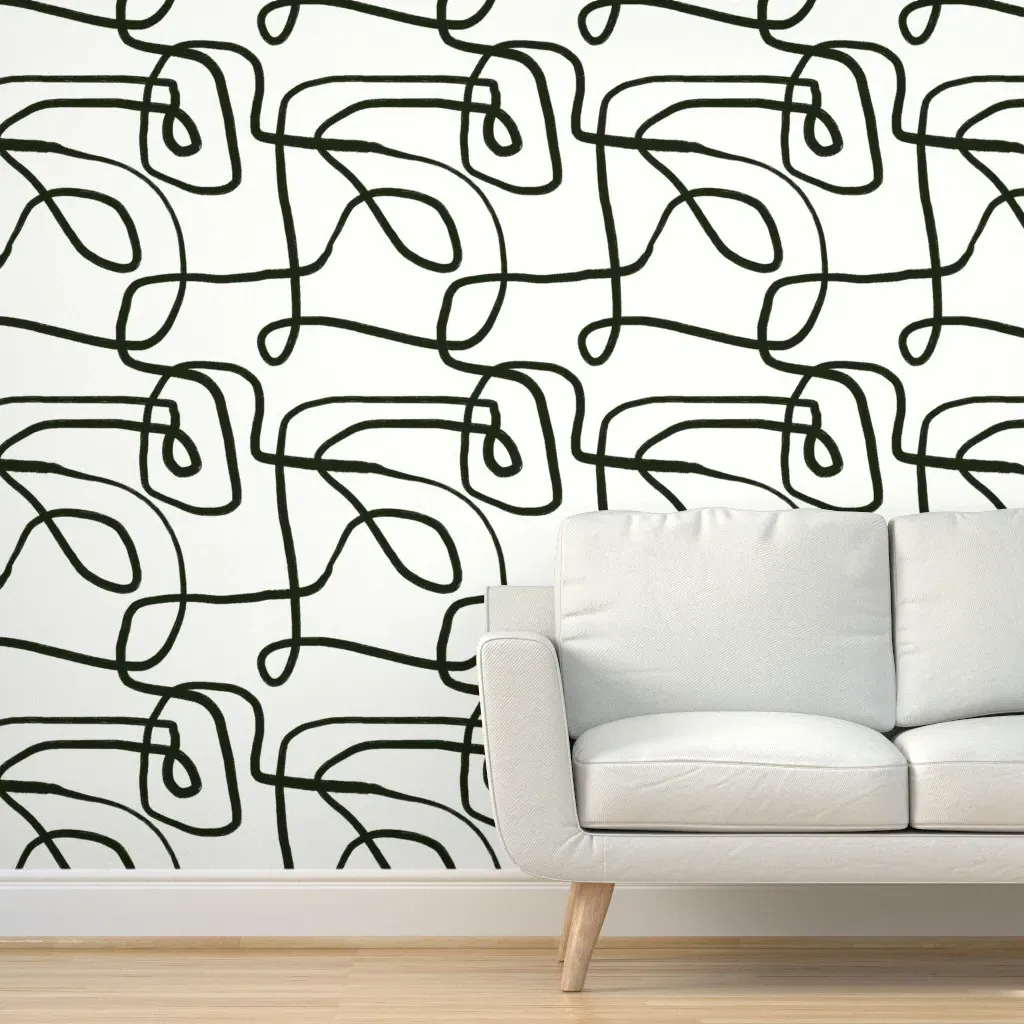 Monochrome Abstract Scribble Peel and Stick Wallpaper - Black product