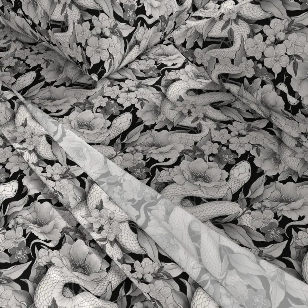 Monochrome Black Snake Full Sheet Set - White alternate view
