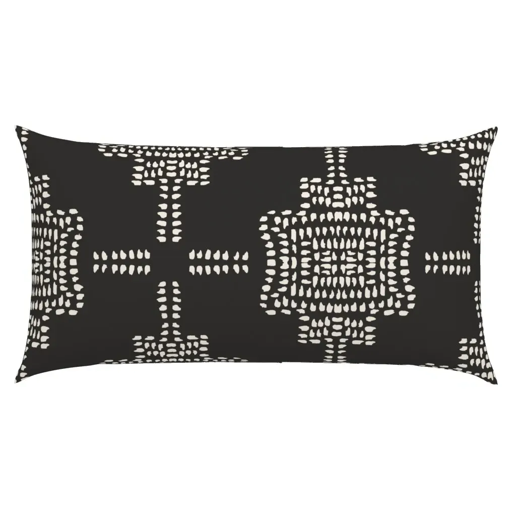Monochrome Geometric Brushstroke Boho Cross Tile King Pillow Sham - Off-White product