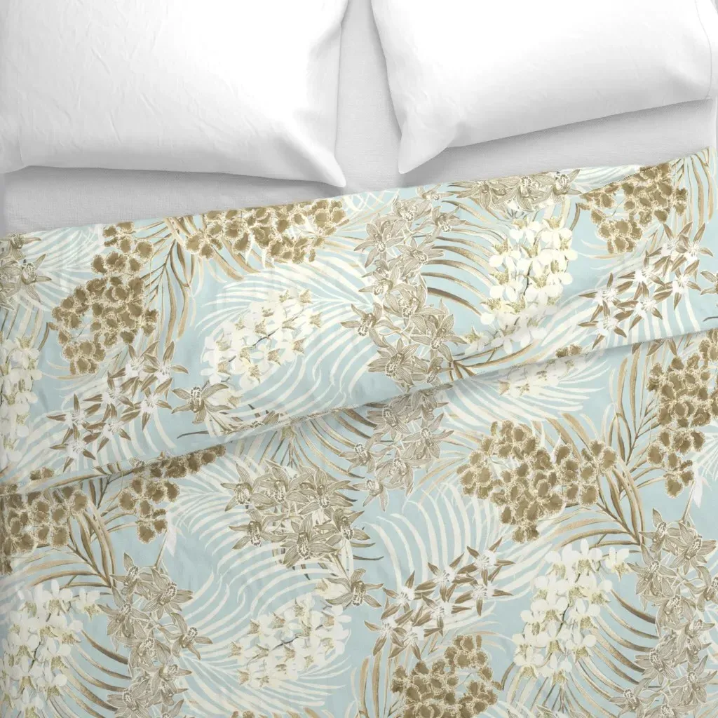 Monochrome Orchids Duvet Cover - Pale Beige alternate view