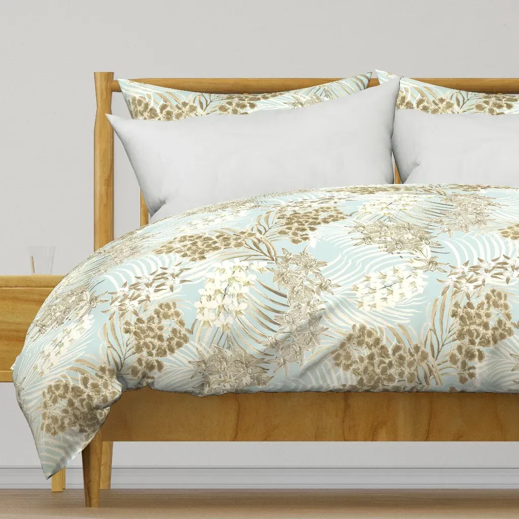 Monochrome Orchids Duvet Cover - Pale Beige product