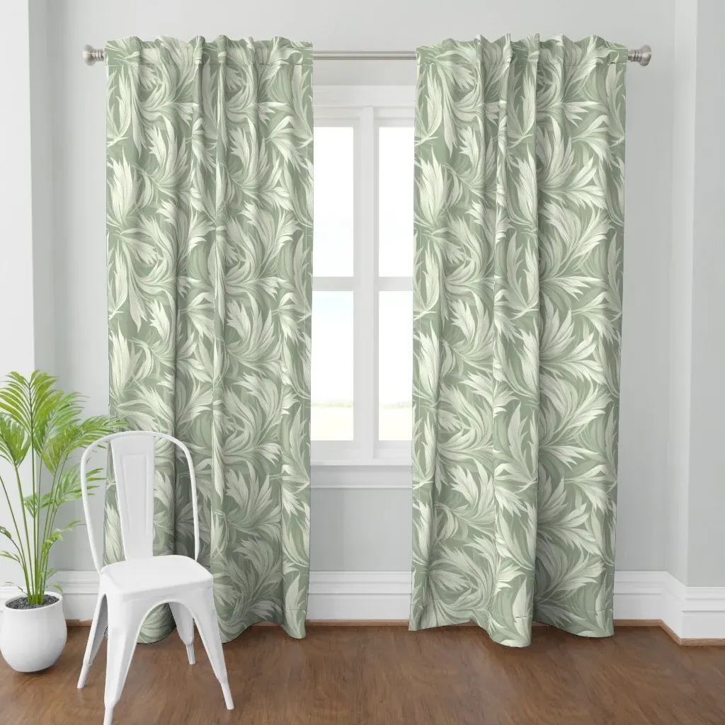 Monochrome Pastel Sage Curtain Panel - Pale Green product