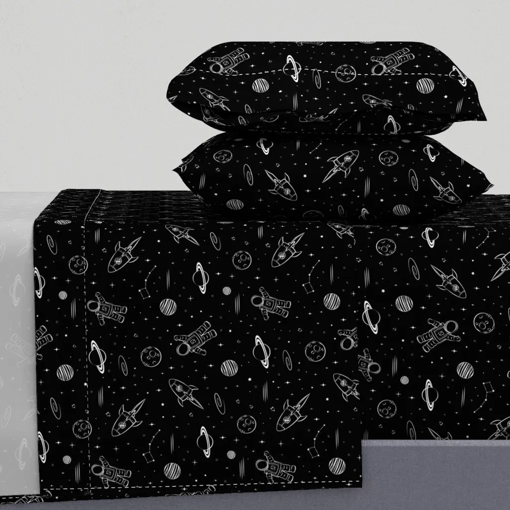 Monochrome Space Print Twin Sheet Set - White product