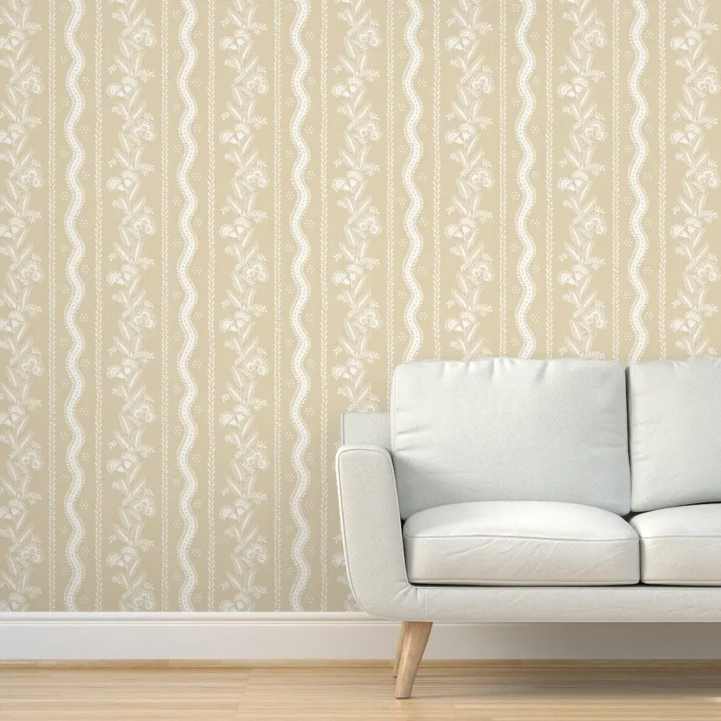 Monroe Bisque Emma Stripe Silhouette Peel and Stick Wallpaper - Beige product