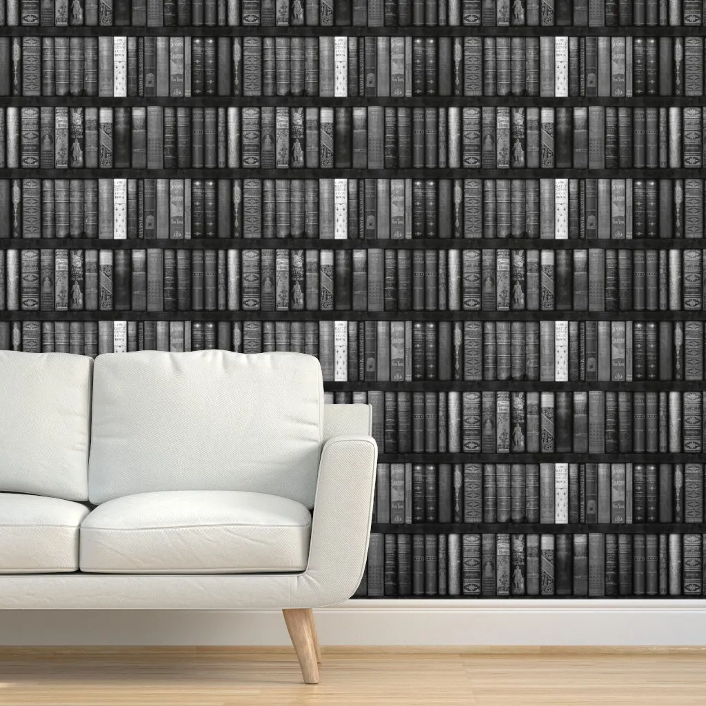 Monsieur Fancypantaloons' Instant Library Bookcase Peel and Stick Wallpaper - Black, White product