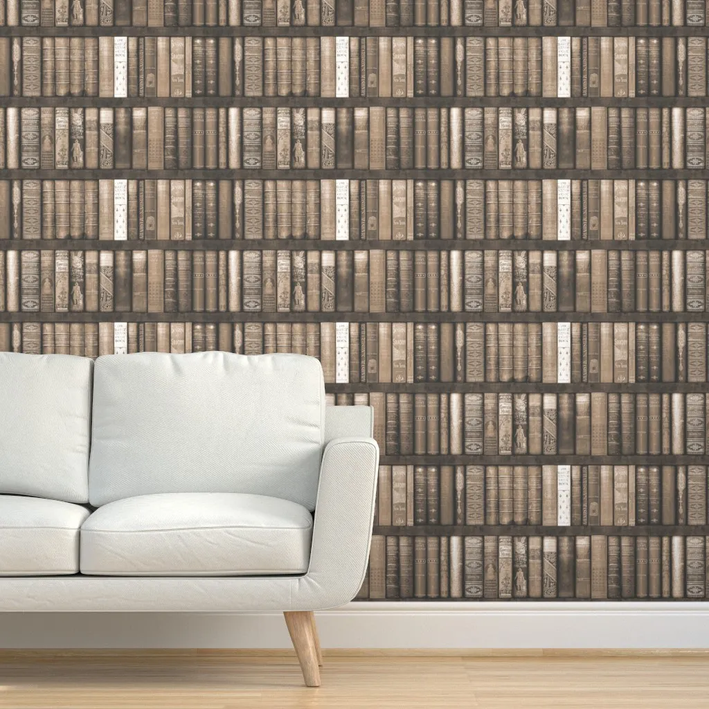 Monsieur Fancypantaloons' Instant Library Bookcase Peel and Stick Wallpaper - Brown product