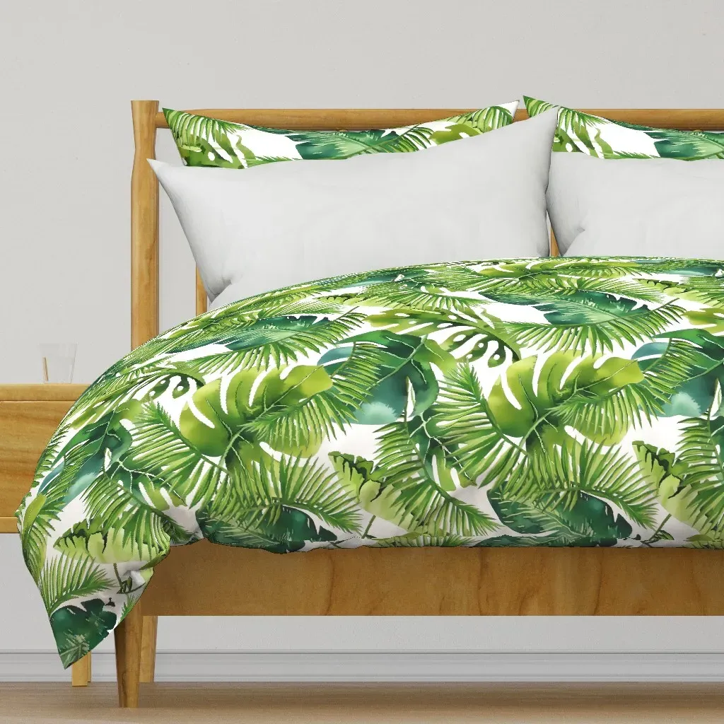 Monstera And Palm Duvet Cover - Green product