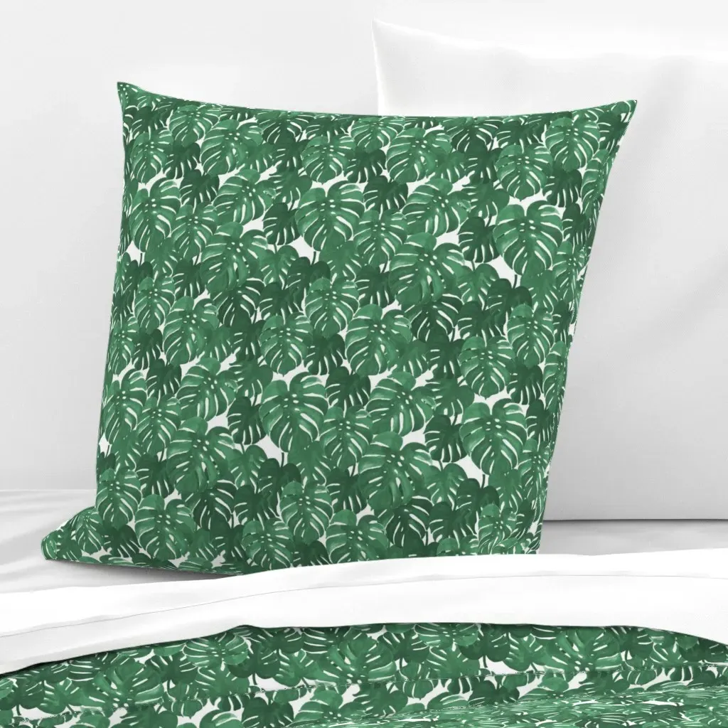 Monstera Cheese Plant Tropical Palms Euro Pillow Sham - Green product