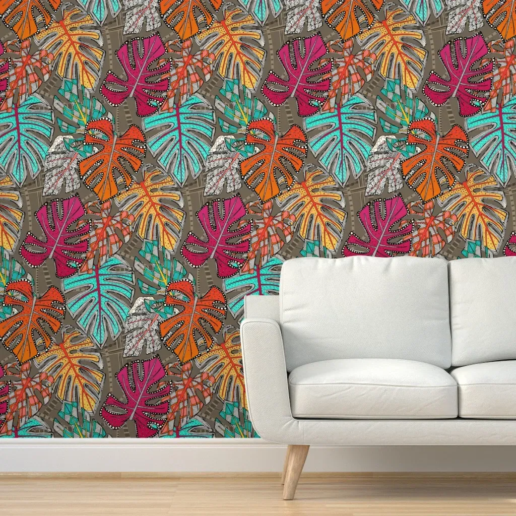Monstera Deliciosa Bark Peel and Stick Wallpaper - Teal product