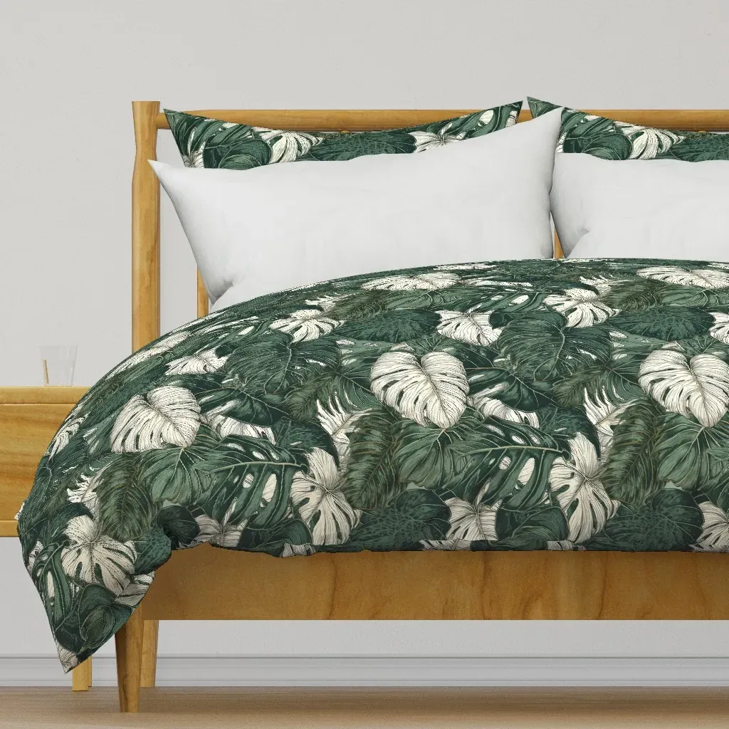 Monstera Melody Fusion Duvet Cover - Dark Green product