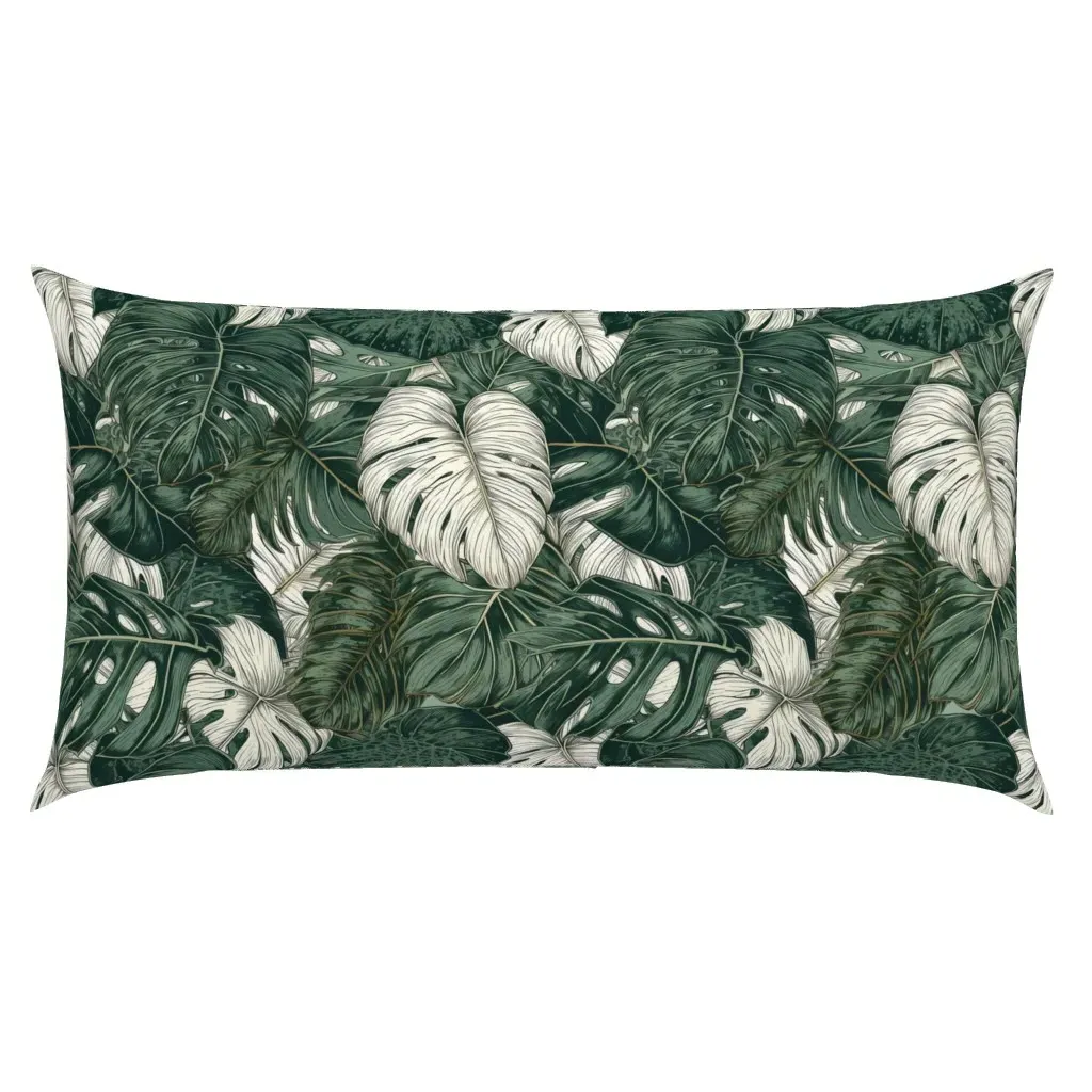 Monstera Melody Fusion King Pillow Sham - Dark Green product